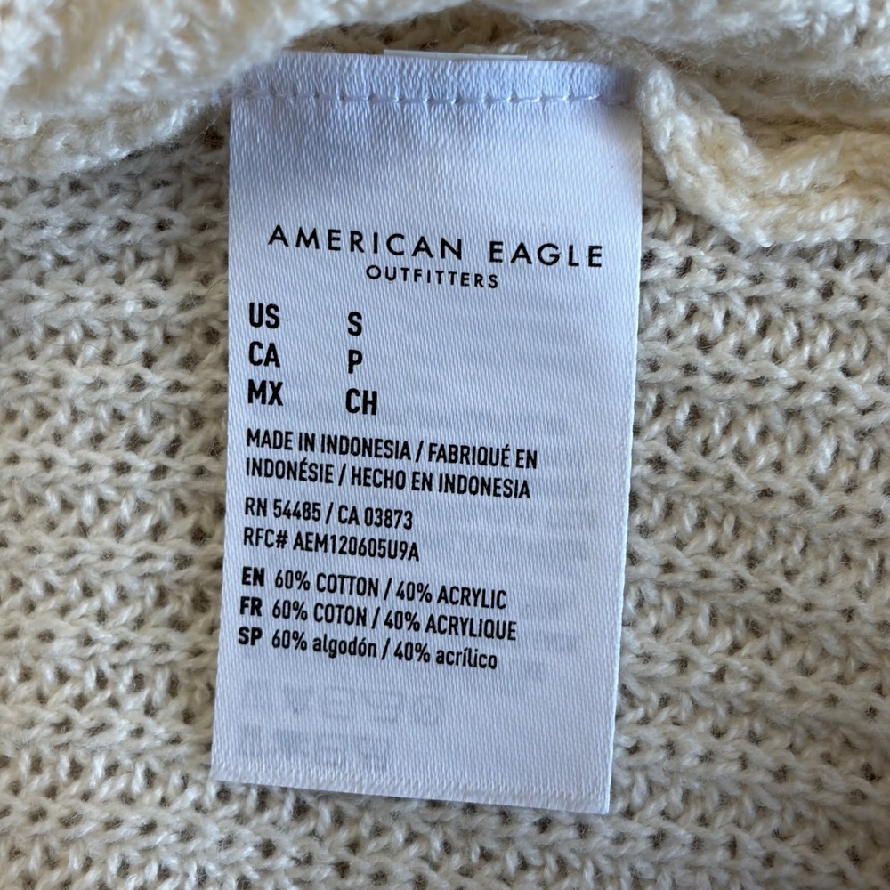 American Eagle‎ Cream Knit Button Front Cardigan Sweater Ivory Small Pockets - Picture 5 of 5